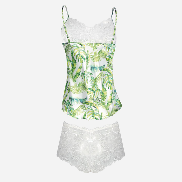 Еротичний комплект (майка + трусики-шорти) жіночий DKaren Dk-Ka S Білий з зеленим (5903251426955) - зображення 2