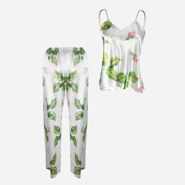 Piżama (podkoszulka + spodnie) damska DKaren Dk-Ki 2XL Biała z zielonym i różowym (5903251426092) - obraz 1