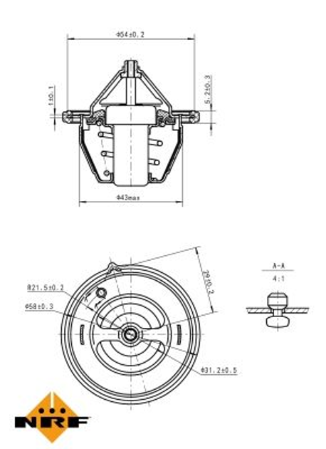 Термостат NRF 725196 Hyundai I30, IX35, IX20, I40, I20, Tucson; KIA Rio, Ceed, Sportage, Optima, Carens, Pro Ceed, Soul 255002A100, 256102A760 - зображення 2