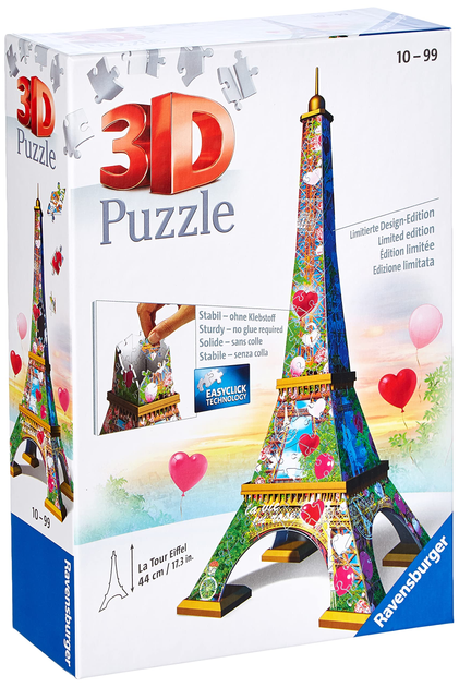 Puzzle 3D Ravensburger - Wieża Eiffla w wersji Love Edition 17 x 17 x 44 cm 224 elementy (4005556111831) - obraz 1