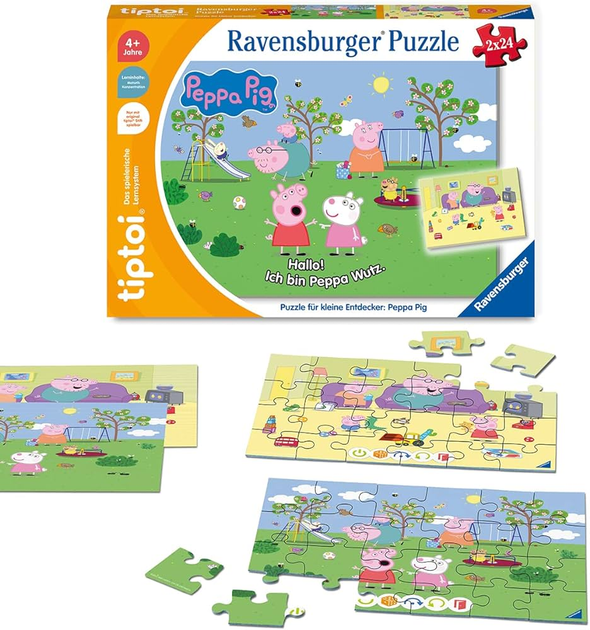 Набір пазлів Ravensburger tiptoi для маленьких дослідників Свинка Пеппа 20 x 20 см 2 х 24 елементи (4005556001637) - зображення 2