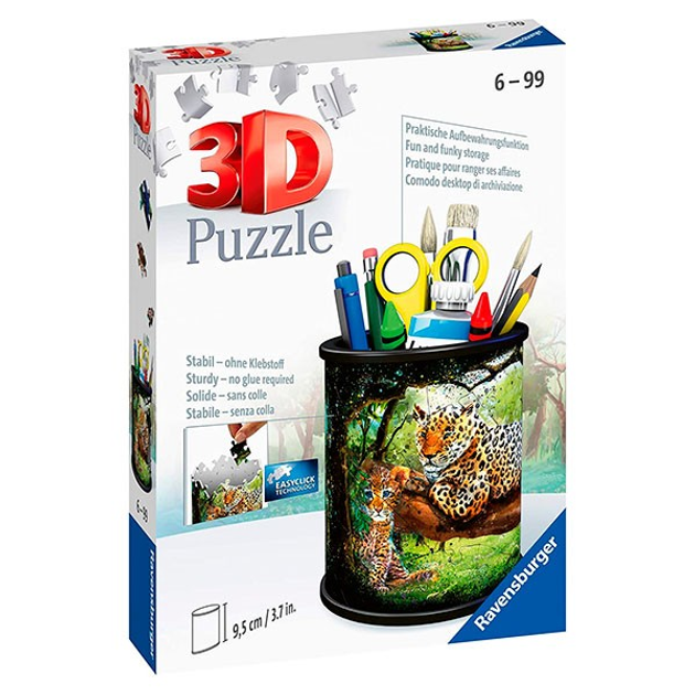 3D-пазл Ravensburger - Стаканчик для олівців - Хижі кішки 19.5 x 13 x 10 см 54 елементи (4005556112630) - зображення 4