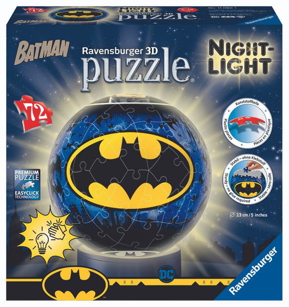 Puzzle 3D Ravensburger Nocne światło Batmana 20 x 15 x 10 cm 72 elementów (4005556110803) - obraz 1