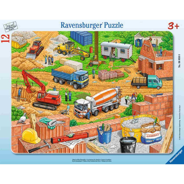 Puzzle klasyczne Ravensburger Praca na placu budowy 32.5 x 24.5 cm 12 elementów (4005556060580) - obraz 1