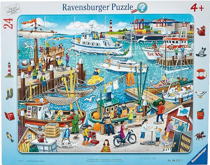 Puzzle klasyczne Ravensburger ramkowe - Jeden dzień w porcie 32.5 x 24.5 cm 24 elementów (4005556061525) - obraz 1
