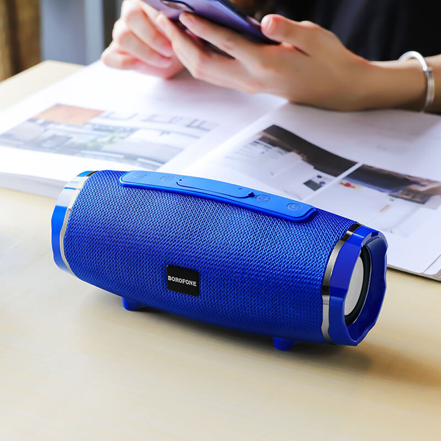 Портативная блютуз колонка BOROFONE Rich sound IPX5 BR3 |AUX, SD-card, Bluetooth, USB, FM-Radio| Синий - изображение 3