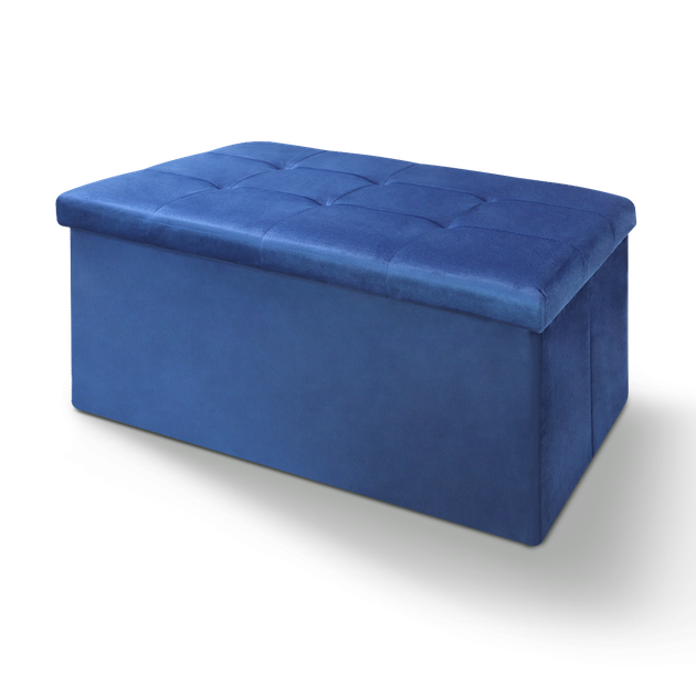 Пуф для хранения велюровый MVM двойной TH-06 Синий (TH-06 BLUE) - Фото 2 Пуф для хранения велюровый MVM двойной TH-06 Синий (TH-06 BLUE) - изображение 2