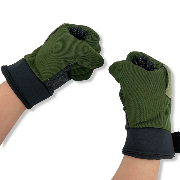 Перчатки тактические с закрытыми пальцами размер L зелёный - изображение 1