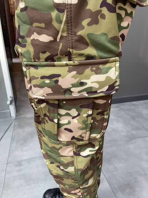 Брюки тактические софтшелл с флисом Special, размер XL, Мультикам, утепленные брюки для военных - изображение 2
