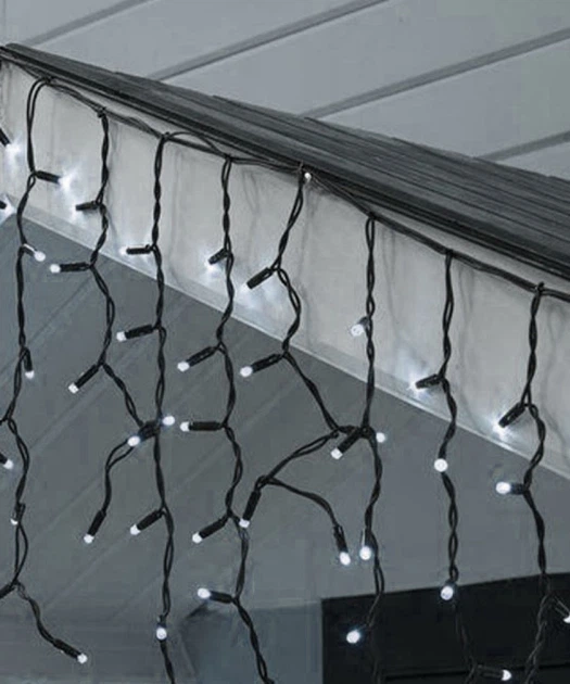 Уличная светодиодная гирлянда штора 400 LED, 3x2м, черный каучук, 8 режимов+статический, 220В, IP44 - Фото 4 Уличная светодиодная гирлянда штора 400 LED, 3x2м, черный каучук, 8 режимов+статический, 220В, IP44 - изображение 4