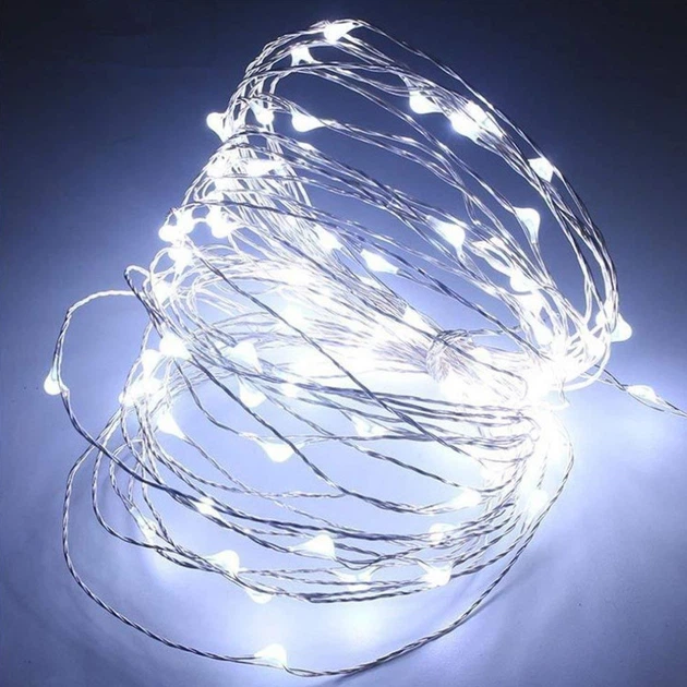 Світлодіодна гірлянда нитка Роса 50м, від USB, 500 LED, 8 режимів, IP44, Білий - зображення 3