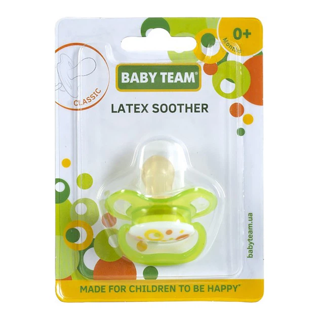 Пустышка латексная классическая зеленая Baby Team 0+ (4824428032209) - Фото 2 Пустышка латексная классическая зеленая Baby Team 0+ (4824428032209) - изображение 2