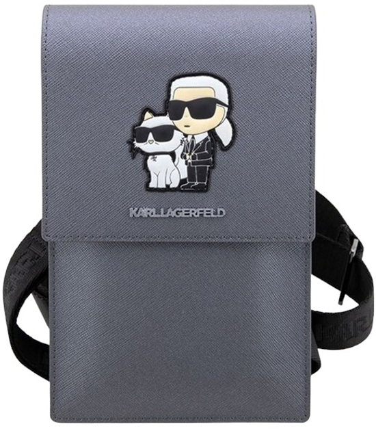 Чохол-сумка Karl Lagerfeld Saffiano Karl & Choupette Silver (3666339123352) - зображення 1
