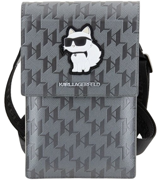 Etui-torba Karl Lagerfeld Saffiano Monogram Choupette Srebrny (3666339170639) - obraz 1