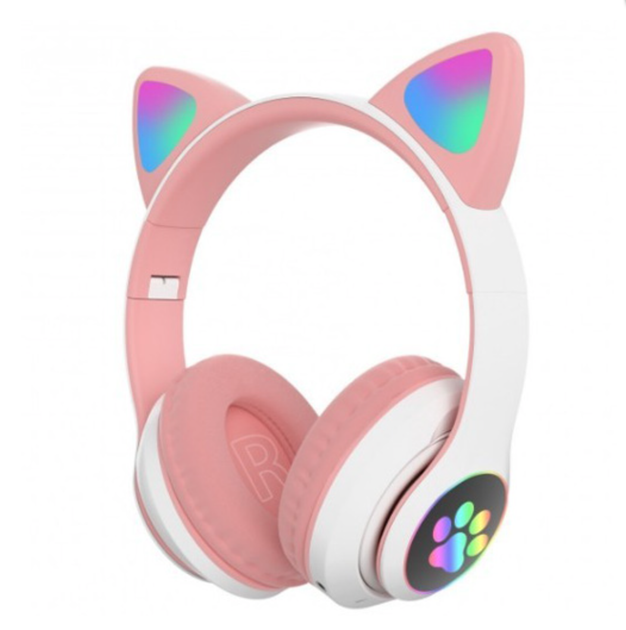 Бездротові навушники з котячими вушками Cat STN-28 з Bluetooth LED підсвічуванням функція MP3 Pink - зображення 3