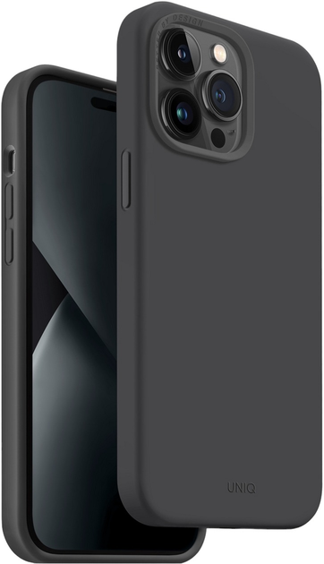 Панель Uniq Lino Hue для Apple iPhone 14 Pro Max Charcoal grey (8886463681688) - зображення 1