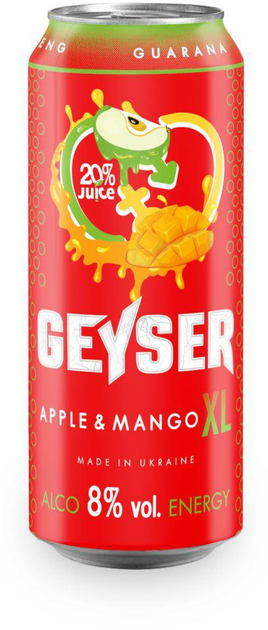 Упаковка с/алк. газ. энерг. напитка Geyser Apple & Mango 8% 0.5 л х 12 шт (14820183002072) - изображение 2
