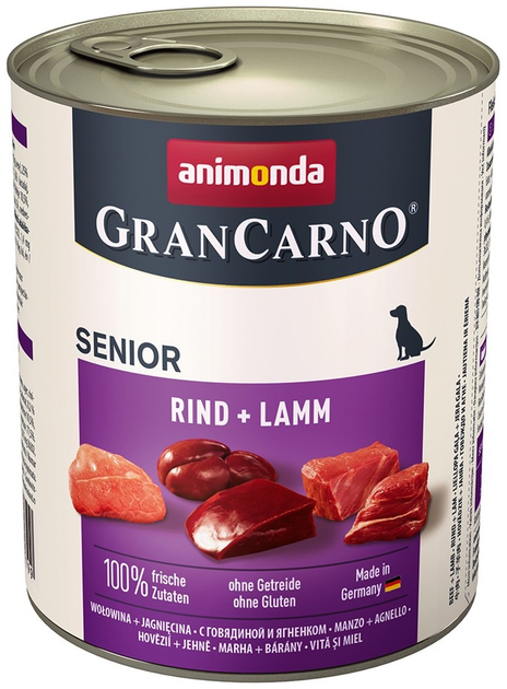 Mokra karma dla starszych psów Animonda GranCarno Senior z wolowina i jagniecina 800 g (4017721827799) - obraz 1