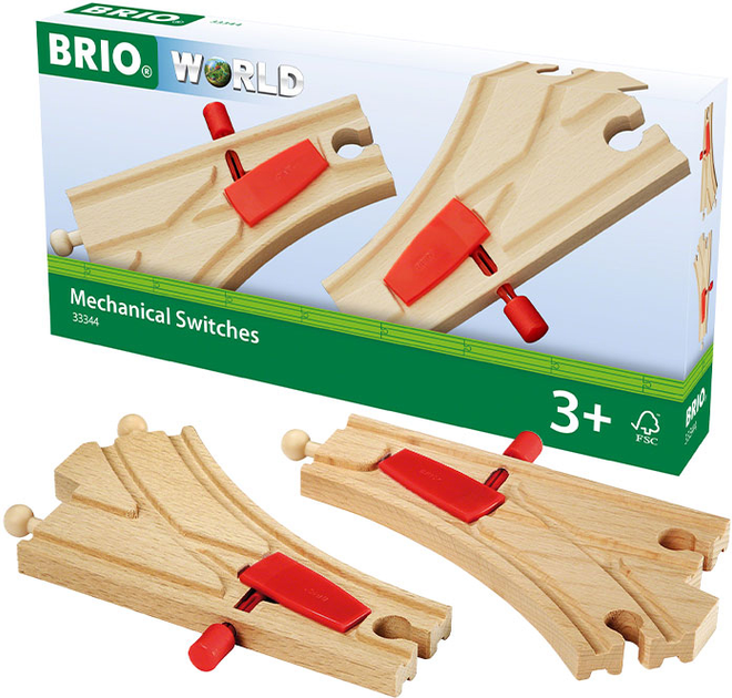 Para strzałek Brio Mechanical Switches Track for Wooden Train Set (L1/M1) 2 elementy (7312350333442) - obraz 1