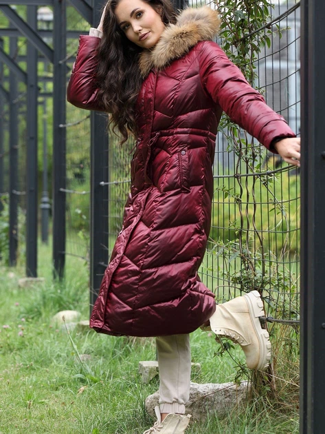 Пуховик зимовий довгий жіночий PERSO BLH220032FR XL Винний (5908312938811) - зображення 5