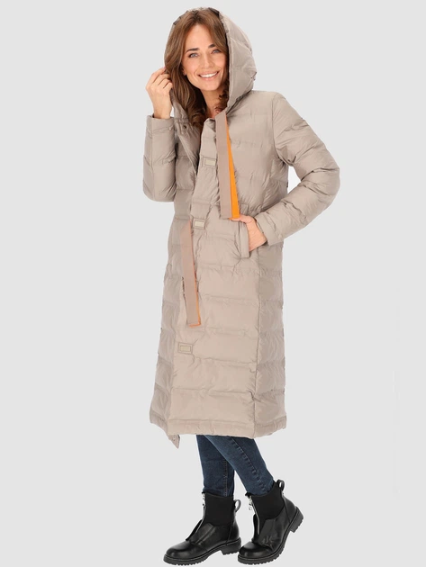 Куртка демісезонна довга з капюшоном жіноча жіноча PERSO BLH231010F S Бежева (5905080219906) - зображення 4