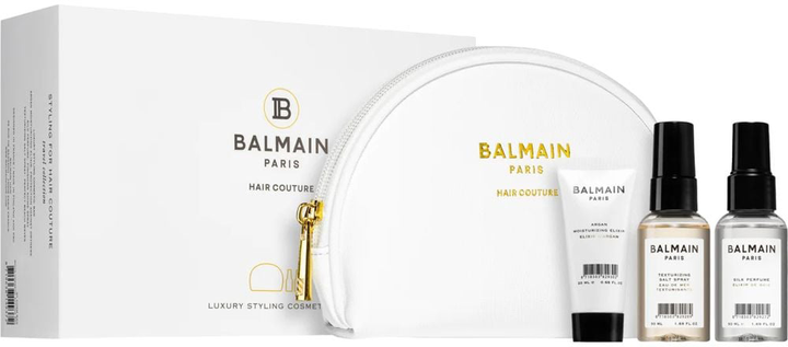 Тревел набір по догляду за волоссям Balmain Paris Hair Couture Styling Gift Pack Парфум для волосся 20 мл + Сольовий спрей 50 мл + Еліксир 50 мл + Косметичка (8719638149372) - зображення 1