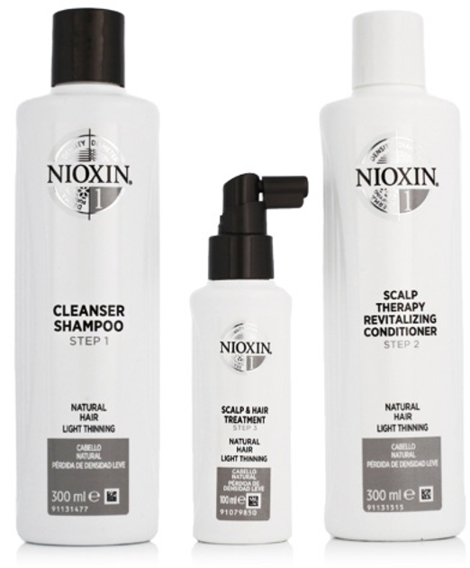 Zestaw do pielęgnacji włosów Nioxin Hair System 1 Kit Szampon 300 ml + Odżywka 300 ml + Serum ​​100 ml (4064666310626) - obraz 1