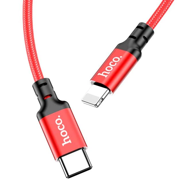 Кабель зарядки USB HOCO X14 Type-C to Lightning (20W) (3M) швидка зарядка Чорний-Червоний - Фото 3 Кабель зарядки USB HOCO X14 Type-C to Lightning (20W) (3M) швидка зарядка Чорний-Червоний - изображение 3