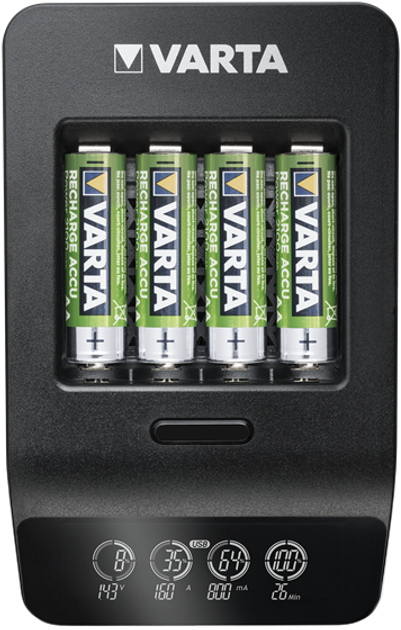 Зарядний пристрій Varta LCD Smart Charger+ EU with 4x AA 2100 mAh Чорний (57684101441) - зображення 4
