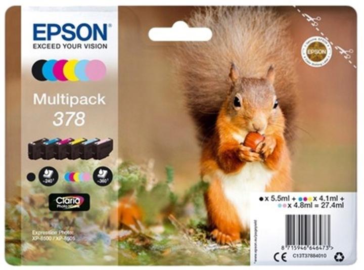 Zestaw tuszy Epson 6-colours 378 Claria Photo HD Ink (C13T37884010) - obraz 1