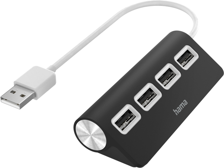 Hub USB Hama 4 Ports USB 2.0 Czarny/Biały (4047443436900) - obraz 1
