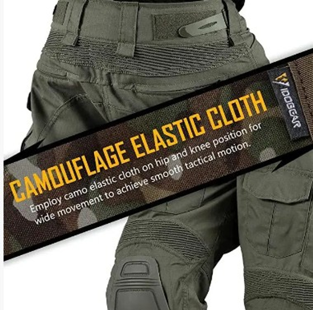 Мужские тактические штаны рип стоп со съемными наколенниками G3 Combat IDOGEAR, брюки армейские Rip Stop олива, 98532125-XL - изображение 2