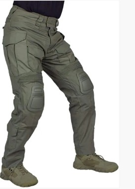 Мужские тактические штаны рип стоп со съемными наколенниками G3 Combat IDOGEAR, брюки армейские Rip Stop олива, 98532125-L - изображение 2