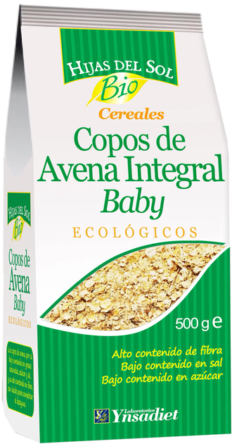 Organiczne pełnoziarniste płatki owsiane dla dzieci Ynsadiet Copos Avena Baby 500 g (8412016359898) - obraz 1