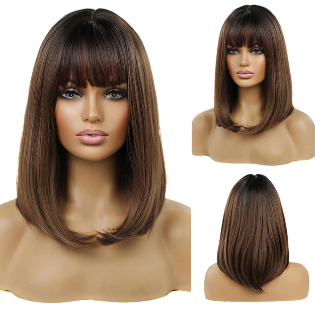 Парик Medium Ombre Brown Light, натуральные синтетические волосы - изображение 4