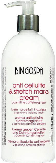 Krem do ciała Bingospa Cellulite And Stretch Marks With L-Carnitine Caffeine And Ginger 500 ml (5901842003332) - obraz 1