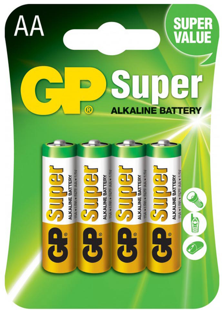Bateria alkaliczna GP Super Alkaline AA 1.5V 15A-U4 LR6 4 szt. (15A-U4) - obraz 1