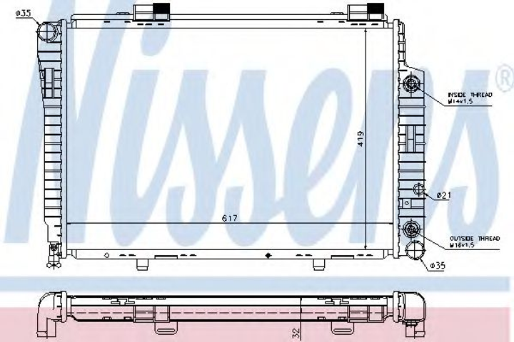 Радіатор охолодження MERCEDES C-CLASS W 202/ CLK-CLASS W 208 (вир-во Nissens) Nissens (62756A) - зображення 1