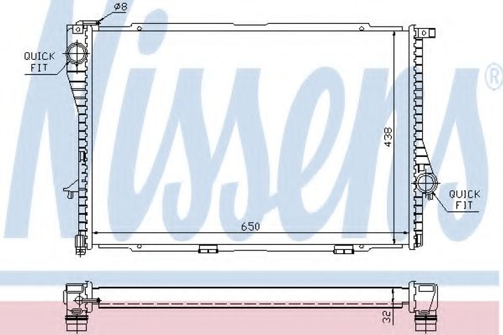 Радиатор охлаждения BMW 5 E39 (95-)/ 7 E38 (94-) (выр-во Nissens) Nissens (60648A) - изображение 1