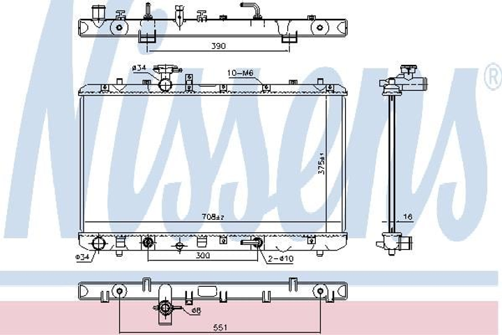 Радиатор охлаждения SUZUKI SX4 (EY, GY) (06-) 1.6i АО (выр-во Nissens) Nissens (64255) - изображение 1