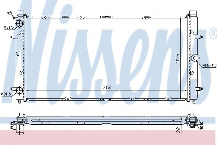 Радіатор охолодження VW TRANSPORTER T4 1.8-2.8 (вир-во Nissens) Nissens (65273A) - зображення 1