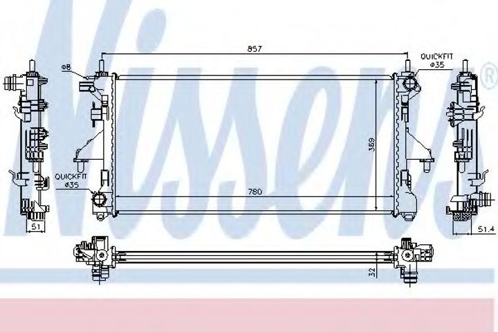 Радіатор охолодження CITROEN,PEUGEOT (вир-во Nissens) Nissens (63555A) - зображення 1