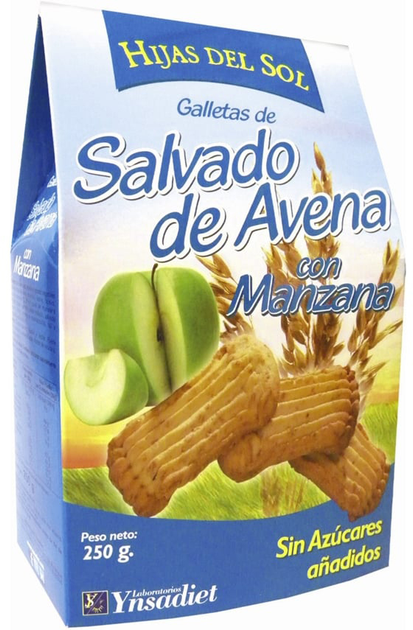 Herbatniki bez dodatku cukru Ynsadiet Galletas Salvado Avena Con Manzana 250 g (8412016359638) - obraz 1