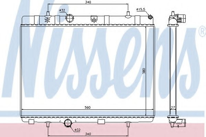 Радіатор CN C2(02-)1.6 HDI(+)[OE 1330.P8] Nissens (636007) - зображення 1