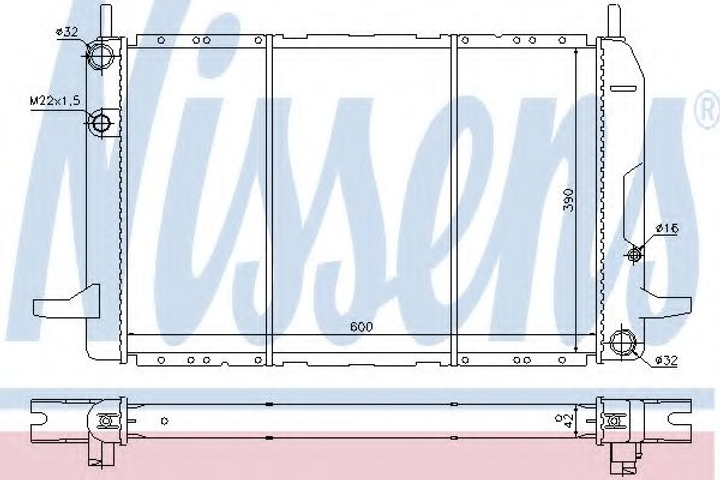 Радиатор охлаждения FORD Scorpio (GAE, GGE) (выр-во Nissens) Nissens (62213) - изображение 1