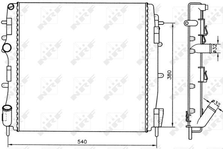 Радиатор охлаждения двигателя RENAULT Kangoo 1.5D 12/2001> (выр-во NRF) NRF (58316A) - изображение 1
