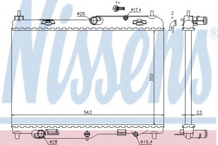 Радіатор охолодження FORD FIESTA VI (CB1) (08-)1.4 EFi (вир-во Nissens) Nissens (69234) - зображення 1