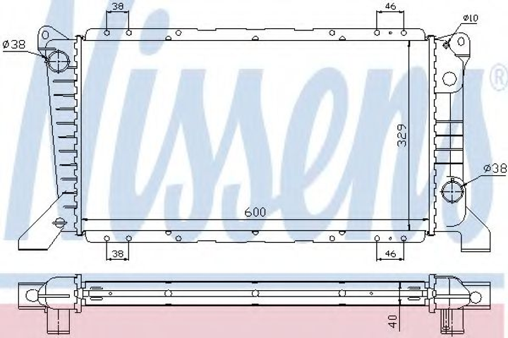 Радіатор охолодження FORD TRANSIT (EY) (94-) 2.5 D (вир-во Nissens) Nissens (62241A) - зображення 1