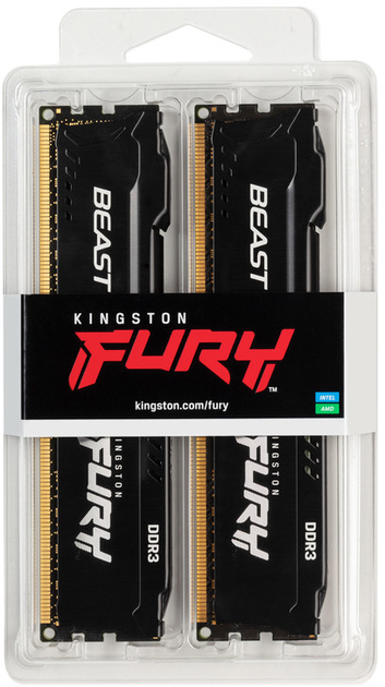 Pamięć Kingston Fury DDR3-1600 16384 MB PC3-12800 (Kit of 2x8192) Beast Black (KF316C10BBK2/16) - obraz 2