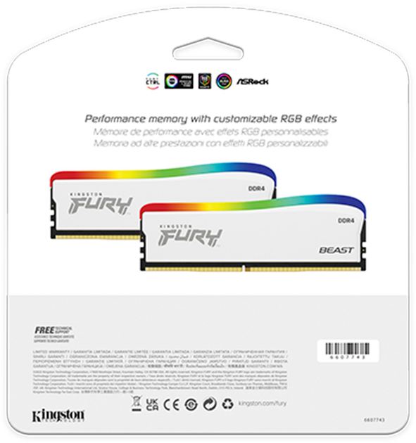 Pamięć Kingston Fury DDR4-3200 16384MB PC4-25600 (Kit of 2x8192) Beast RGB Special Edition White (KF432C16BWAK2/16) - obraz 5